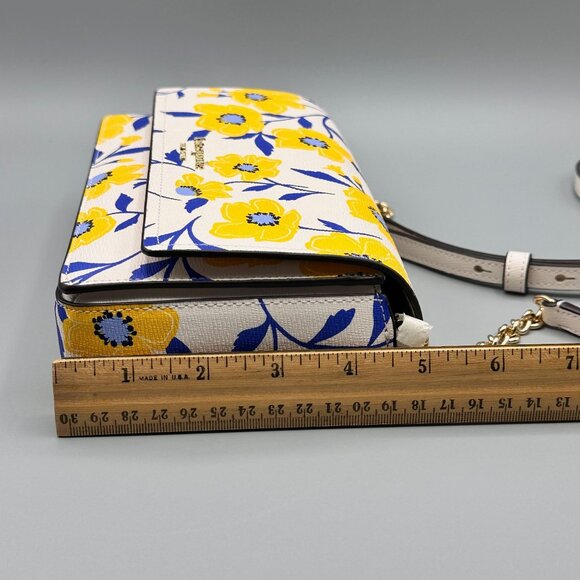 Kate Spade KF984 Morgan Sunshine Floral Printed PVC Flap Chain Wallet Crossbody - Picture 15 of 16